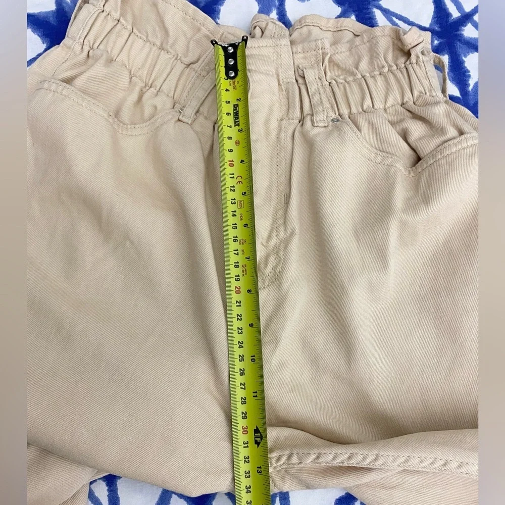 100%Cotton Paperbag Waist Pants, Highrise, Size 36 - Picture 12 of 13